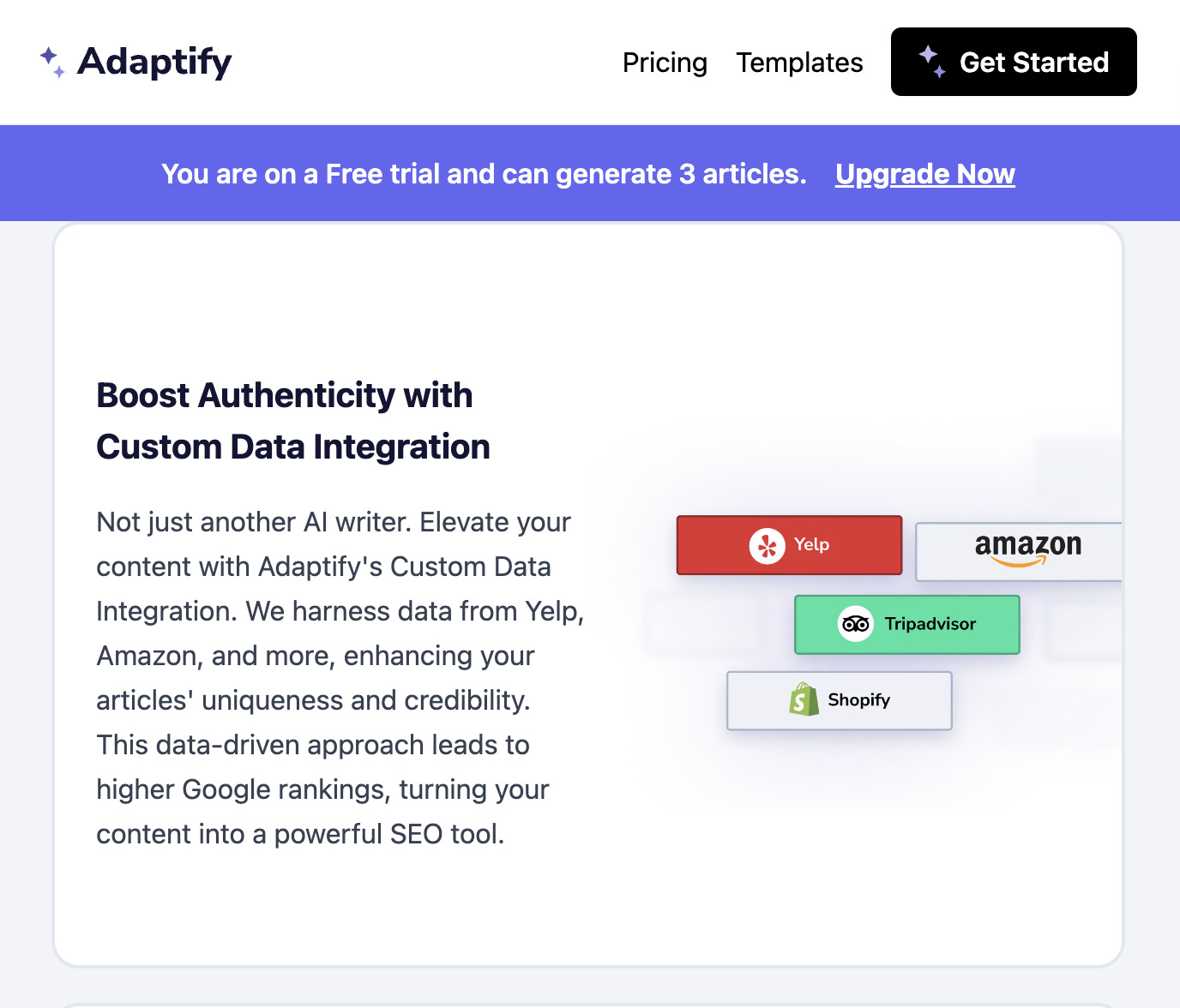 Adaptify webpage
