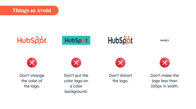branding style guide: wrong logo usage example