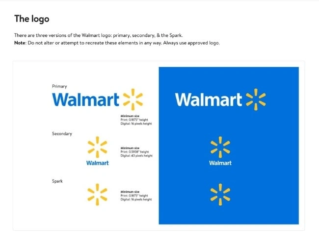 example of logo usage in walmart's brand guide