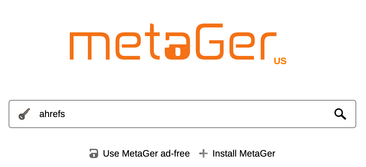 Searching "ahrefs" on MetaGer
