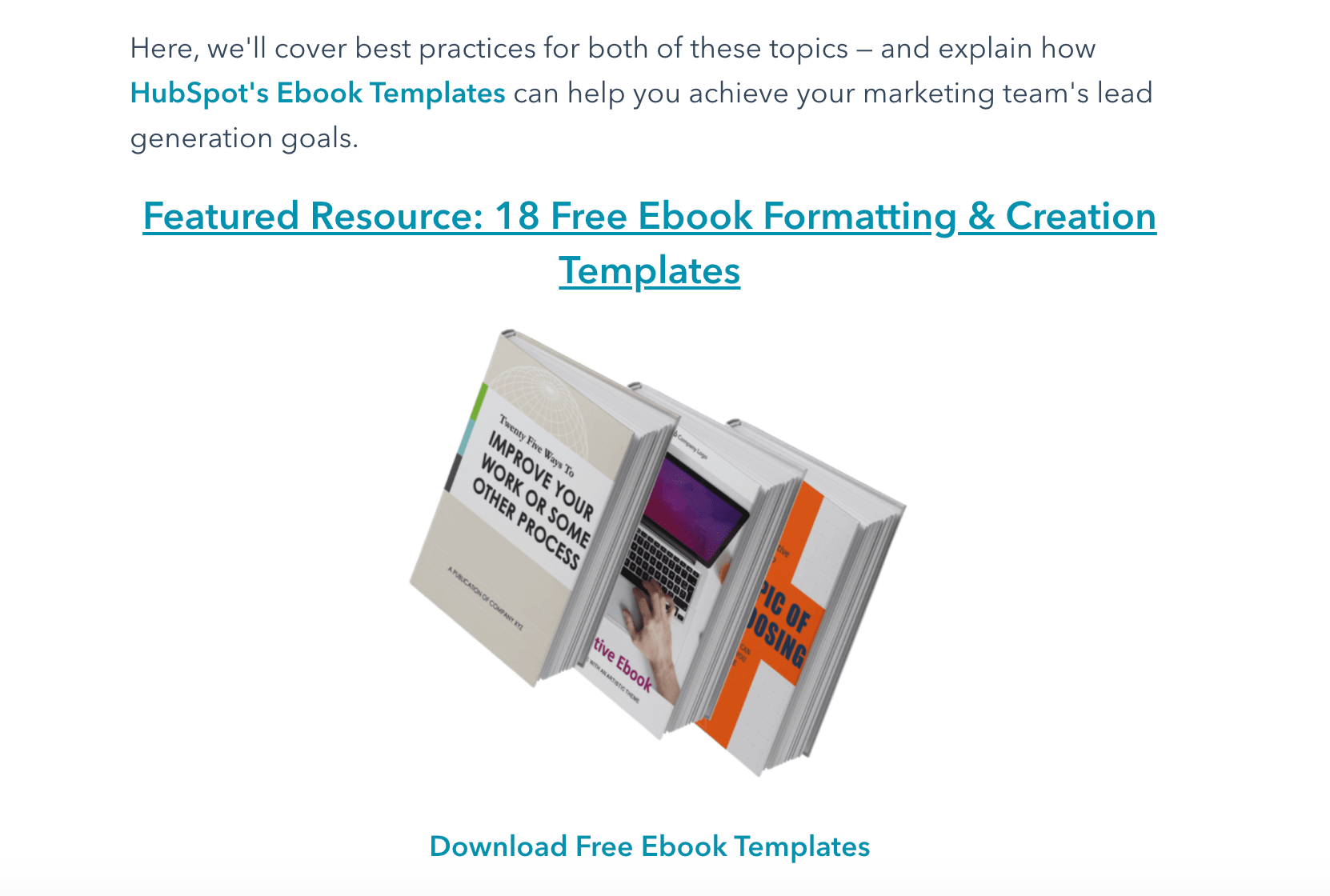 HubSpot's featured resource on ebook formatting templates