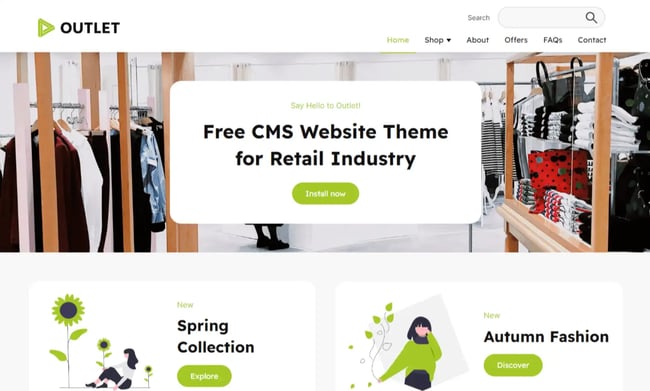 CMS Hub themes for small businesses: Outlet