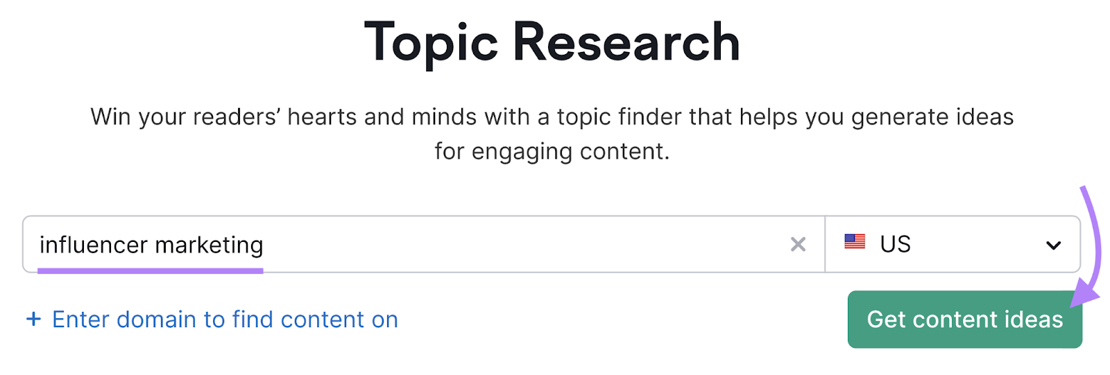 search for "influencer marketing" in Topic Research tool