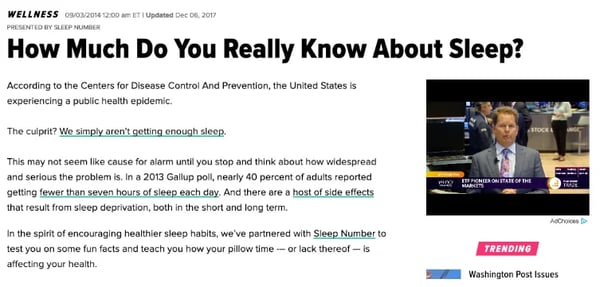 Sponsored content from Sleep Number discussing Sleep