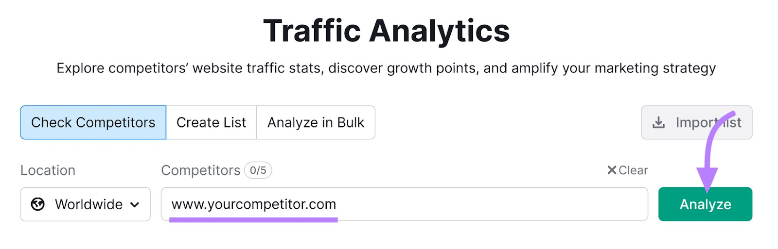 Traffic Analytics search bar