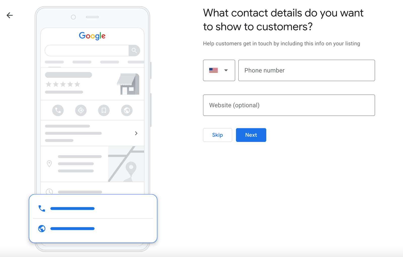 Add your phone number and website to Google Business Profile