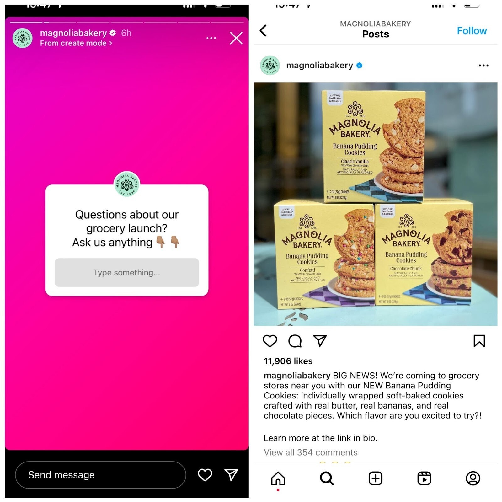 Magnolia Bakery uses Instagram to answer questions from its followers