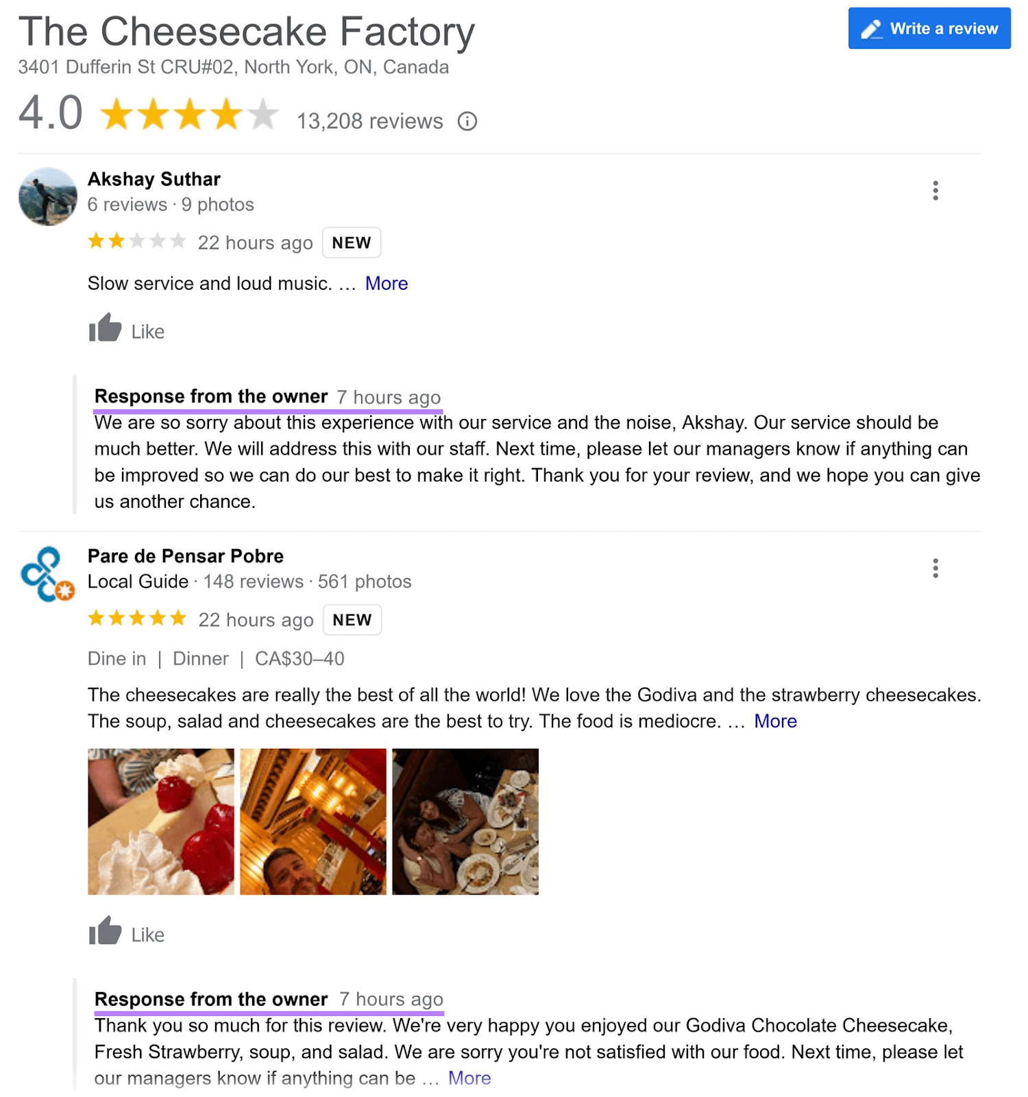 The Cheesecake Factory reviews and answers