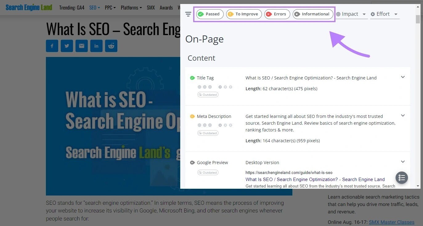 SEO Analysis and Website Review audits a comprehensive range of on-page and off-page SEO elements