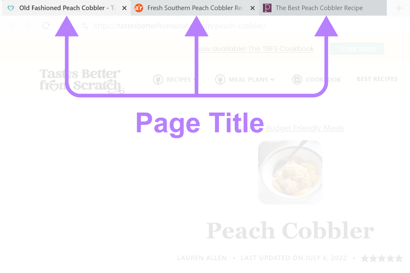 Page titles in browser tabs