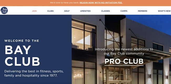 Fitness Website bay club
