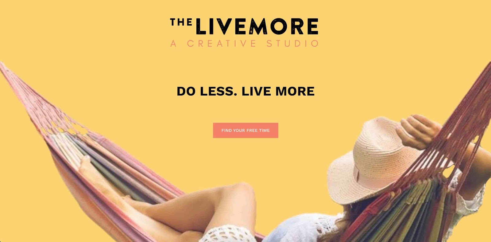 live more creative studio virtual assistant website example, woman hanging from hammock