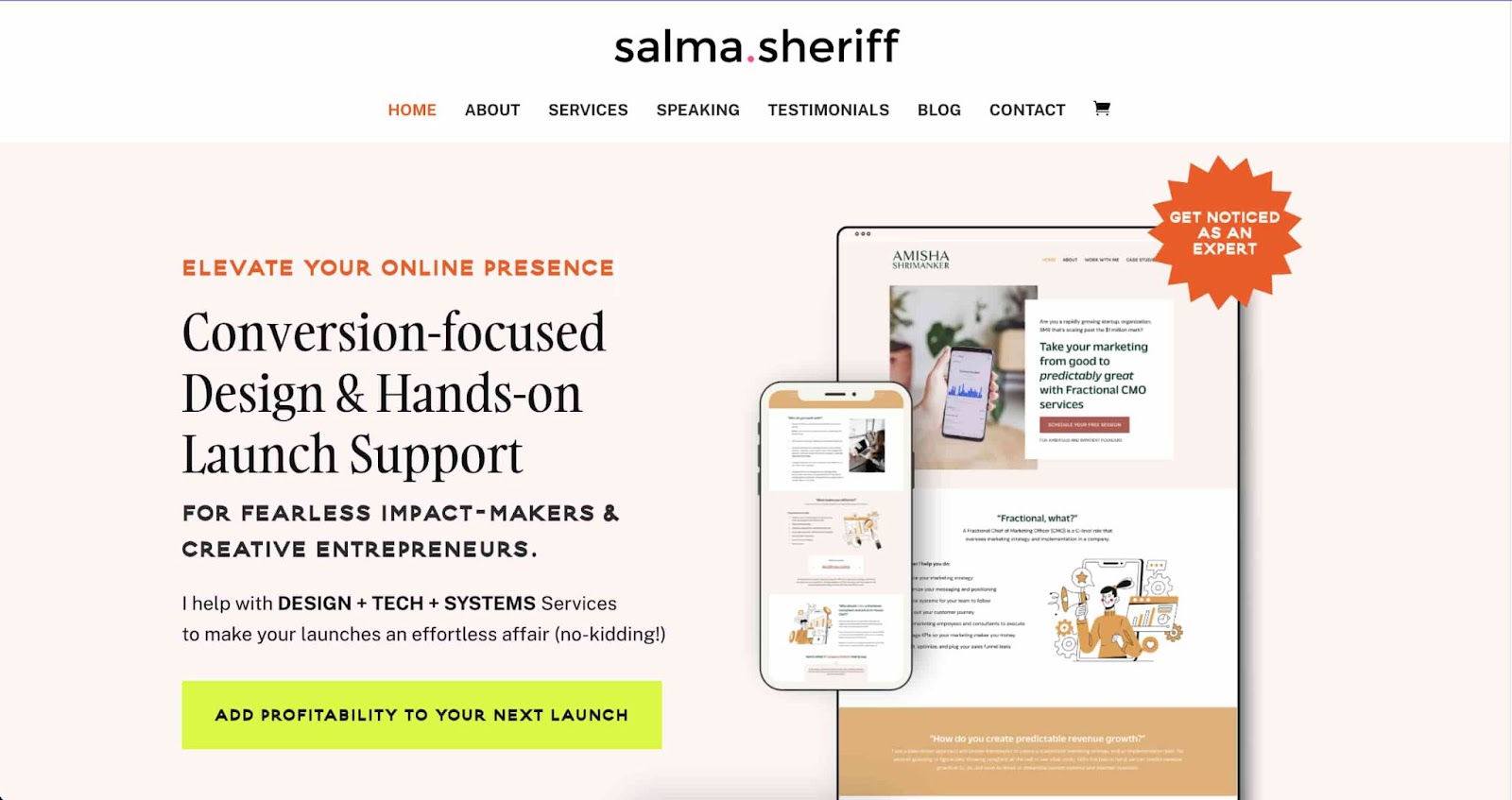 salma sheriff virtual assistant website example