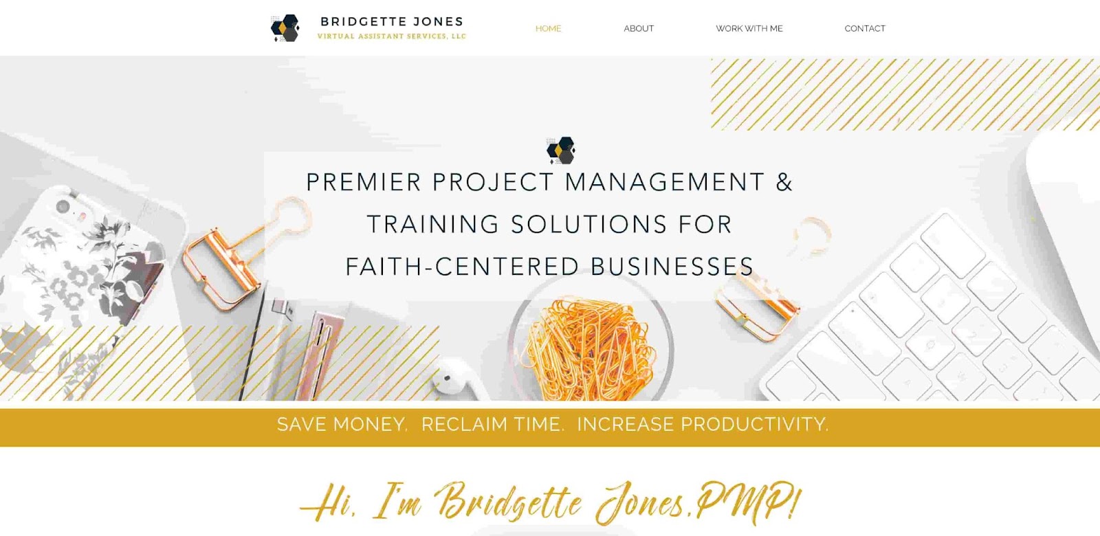 Bridgette Jones PMP virtual assistant website example