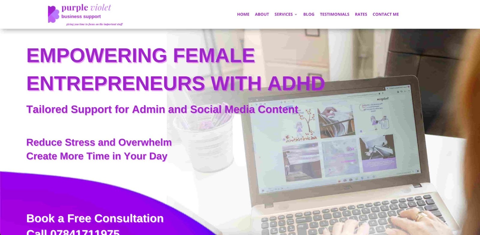 purple violet business support virtual assistant website example