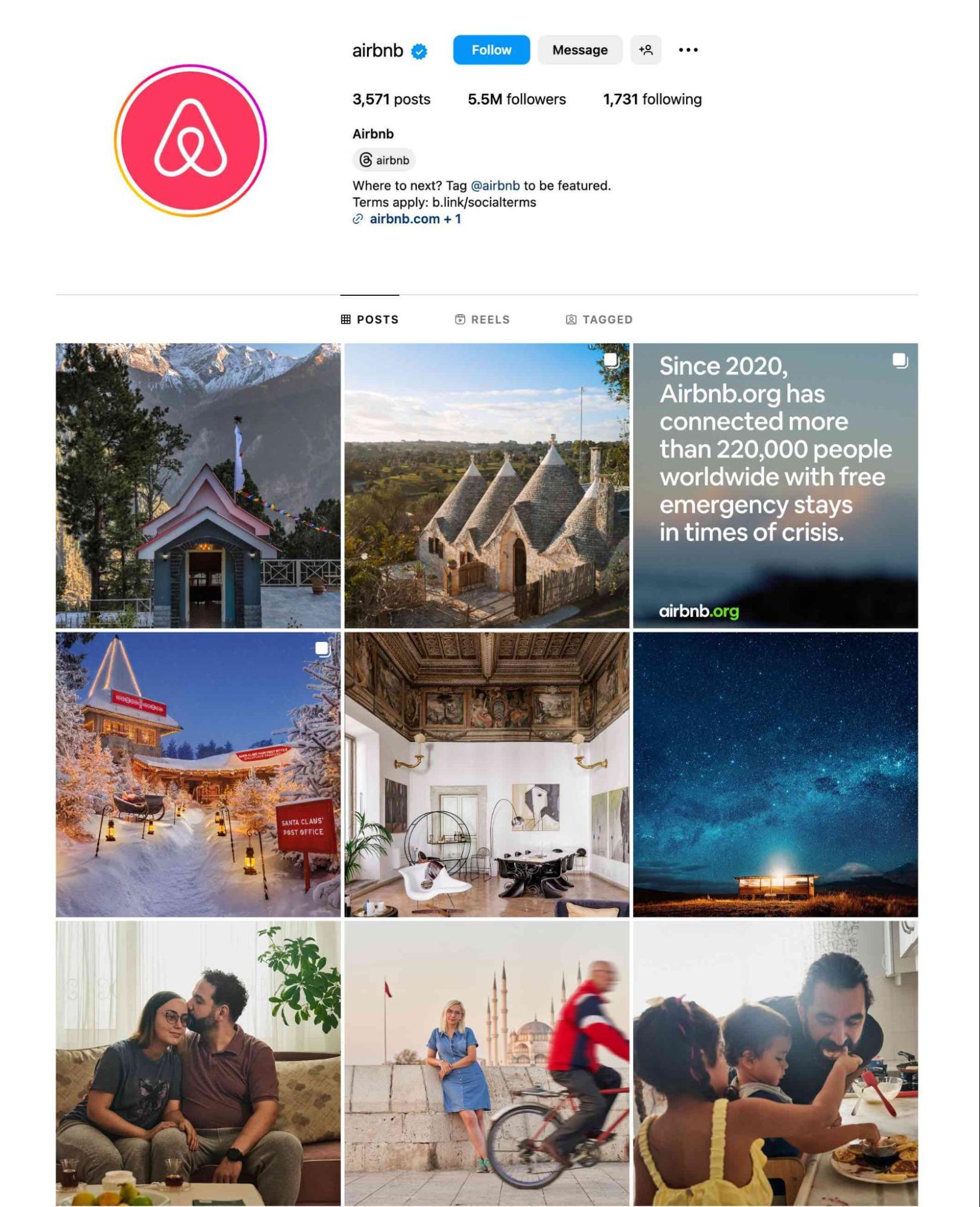 airbnb Instagram account