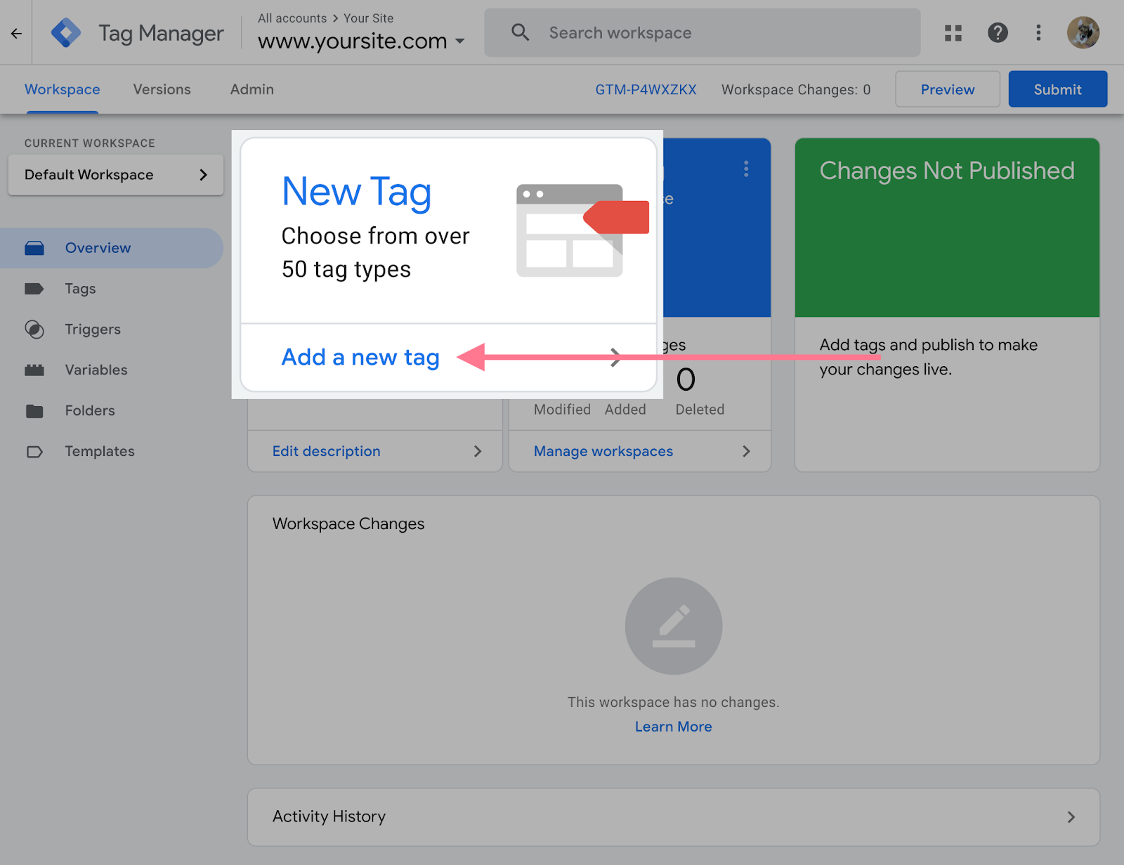 create a new tag in gtm