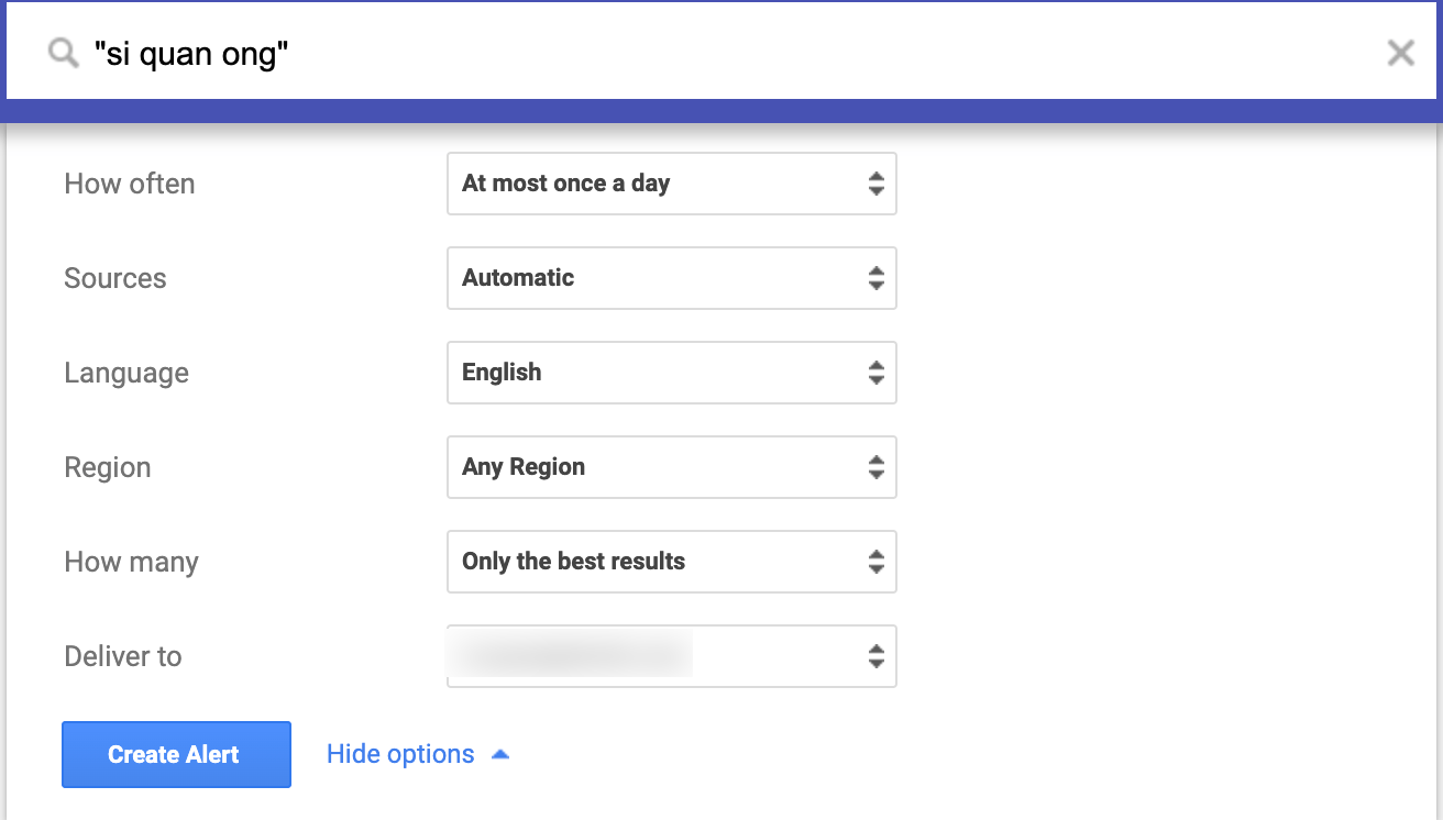 Google Alerts filters