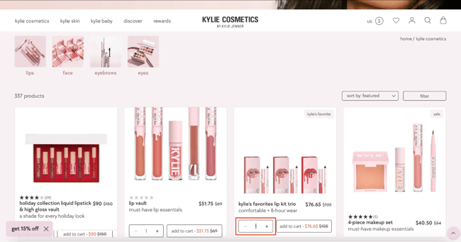 Kylie Cosmetics, inclusive web design examples