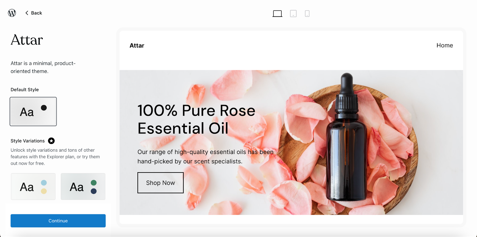 How to make an ecommerce website with WordPress: The Attar WordPress theme is a simple yet functional website theme for an online shop.